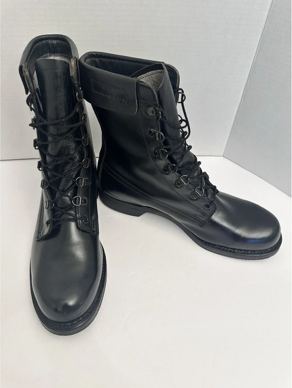 Vintage Cove Shoe Co. Steel Toe Combat Boots Size 10D - Black Leather 1985 EUC